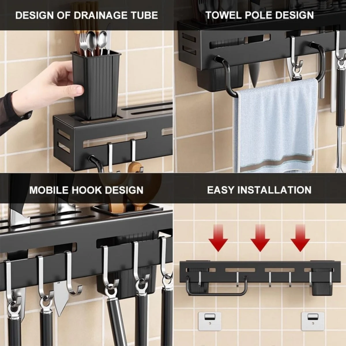 Πολυλειτουργική Κρεμάστρα - Σχάρα Αποθήκευσης Κουζίνας 60εκ