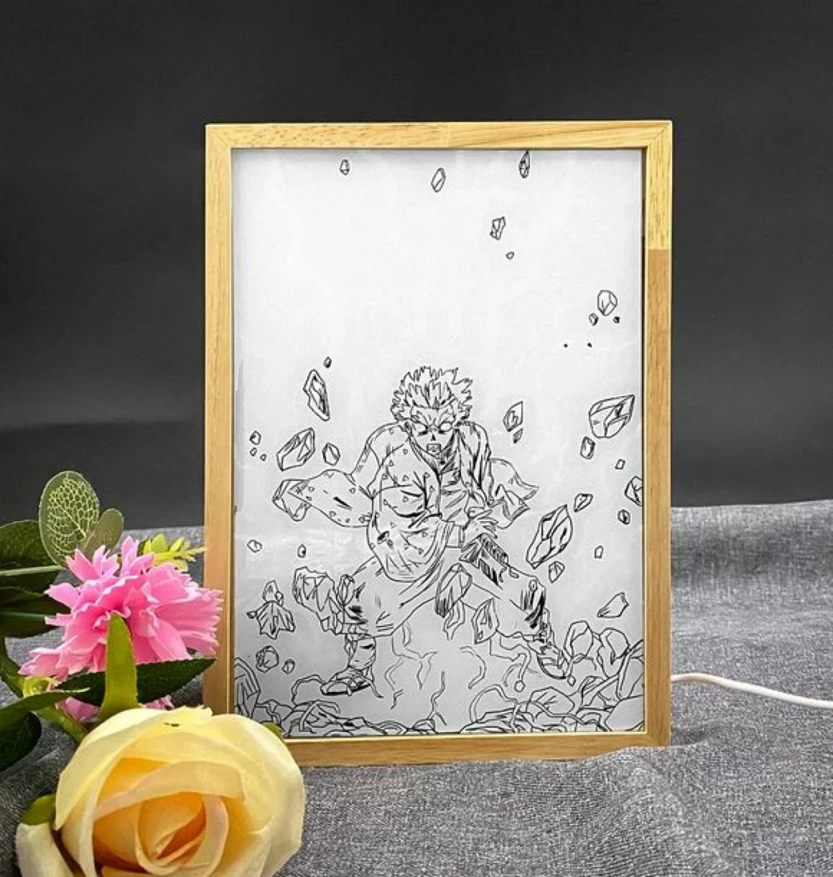 Επίτοιχο Διακοσμητικό Φωτιστικό Κορνίζα Τρισδιάστατης Τέχνης Anime Demon Slayer