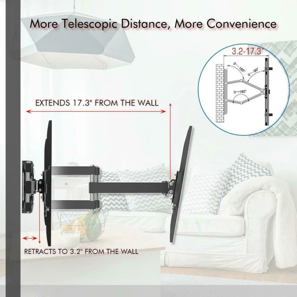 Επιτοίχια Μεταλλική Βάση Τηλεόρασης με Διπλό Βραχίονα Full Motion με Δυνατότητα Κλίσης NS-600 40" - 80" και έως 40kg