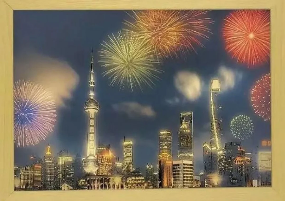 Επίτοιχο Διακοσμητικό Φωτιστικό Κορνίζα Τρισδιάστατης Τέχνης Fireworks