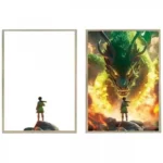 Επίτοιχο Διακοσμητικό Φωτιστικό Κορνίζα Τρισδιάστατης Τέχνης Dragon