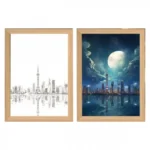 Επίτοιχο Διακοσμητικό Φωτιστικό Κορνίζα Τρισδιάστατης Τέχνης Moon