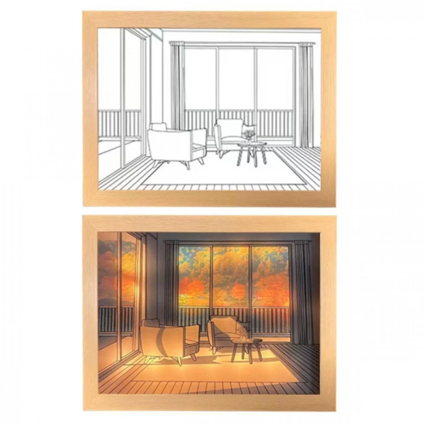 Επίτοιχο Διακοσμητικό Φωτιστικό Κορνίζα Τρισδιάστατης Τέχνης Living Room Επίτοιχο Διακοσμητικό Φωτιστικό Κορνίζα Τρισδιάστατης Τέχνης Living Room