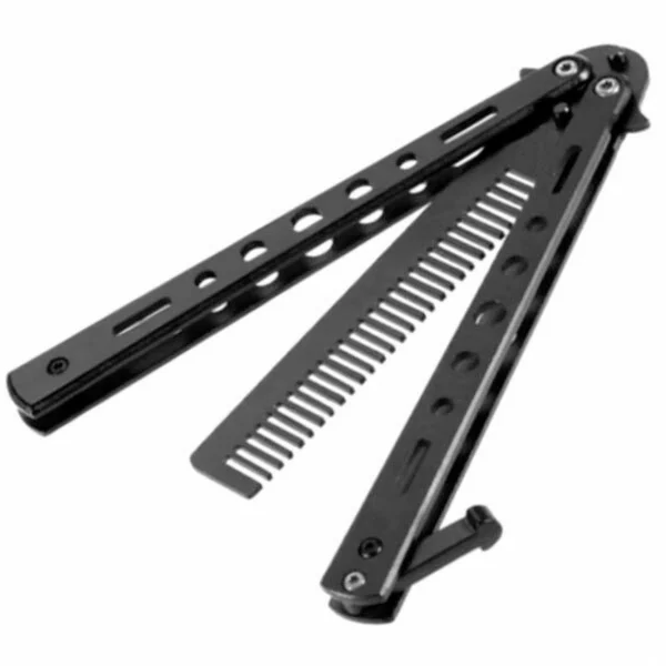 Πτυσσόμενη Πεταλούδα Εξάσκησης με Λεπίδα Χτένα, σε Μαύρο Χρώμα