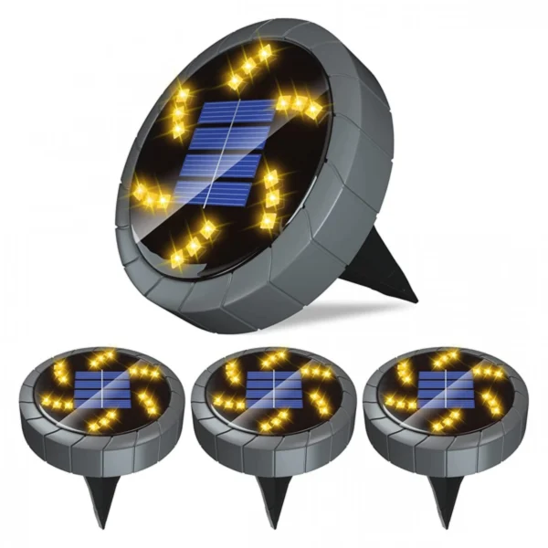 Σετ 4 τμχ Ηλιακά Χωνευτά Αυτόνομα Φώτα με 18LED Ψυχρού Φωτισμού Κήπου - Χώματος με Φωτοκύτταρο