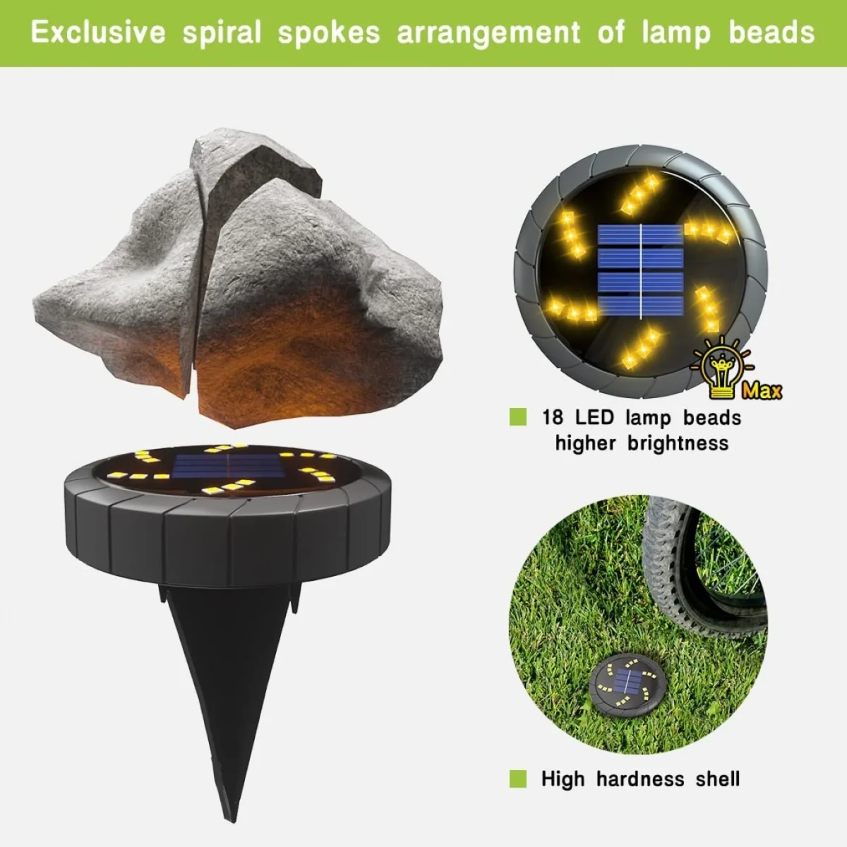 Σετ 4 τμχ Ηλιακά Χωνευτά Αυτόνομα Φώτα με 18LED Ψυχρού Φωτισμού Κήπου - Χώματος με Φωτοκύτταρο