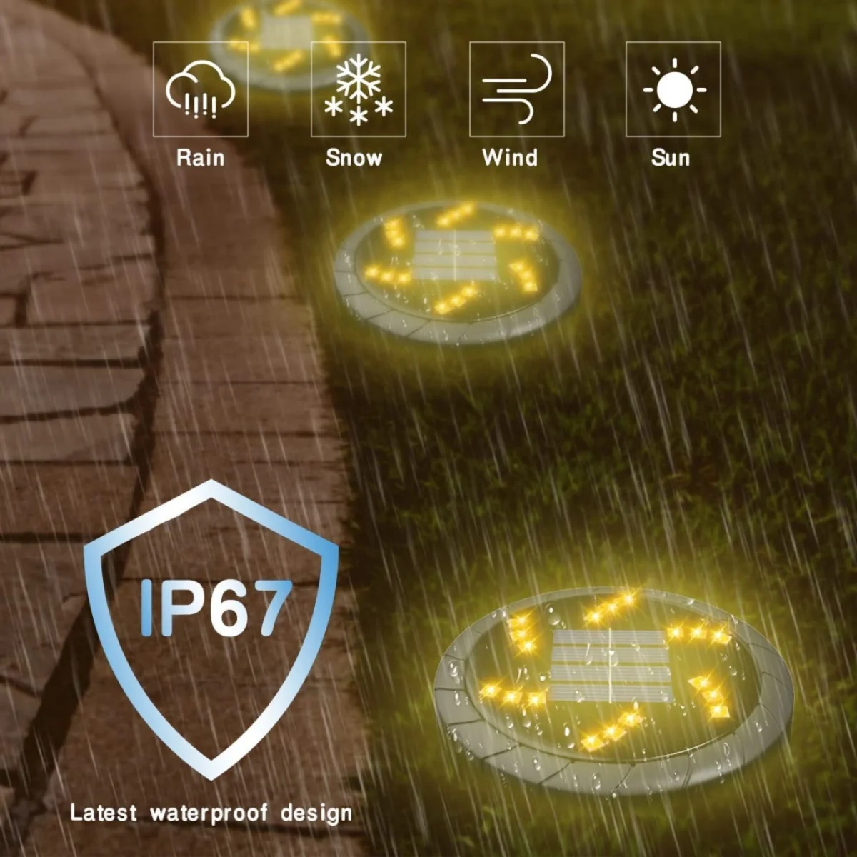 Σετ 4 τμχ Ηλιακά Χωνευτά Αυτόνομα Φώτα με 18LED Ψυχρού Φωτισμού Κήπου - Χώματος με Φωτοκύτταρο