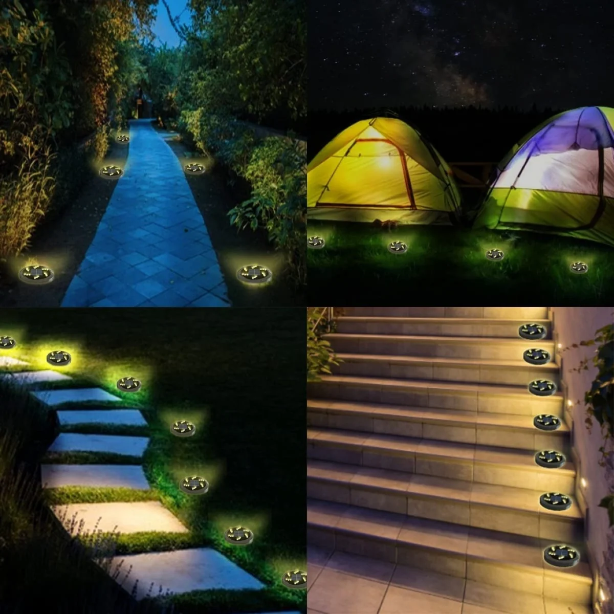 Σετ 4 τμχ Ηλιακά Χωνευτά Αυτόνομα Φώτα με 18LED Ψυχρού Φωτισμού Κήπου - Χώματος με Φωτοκύτταρο