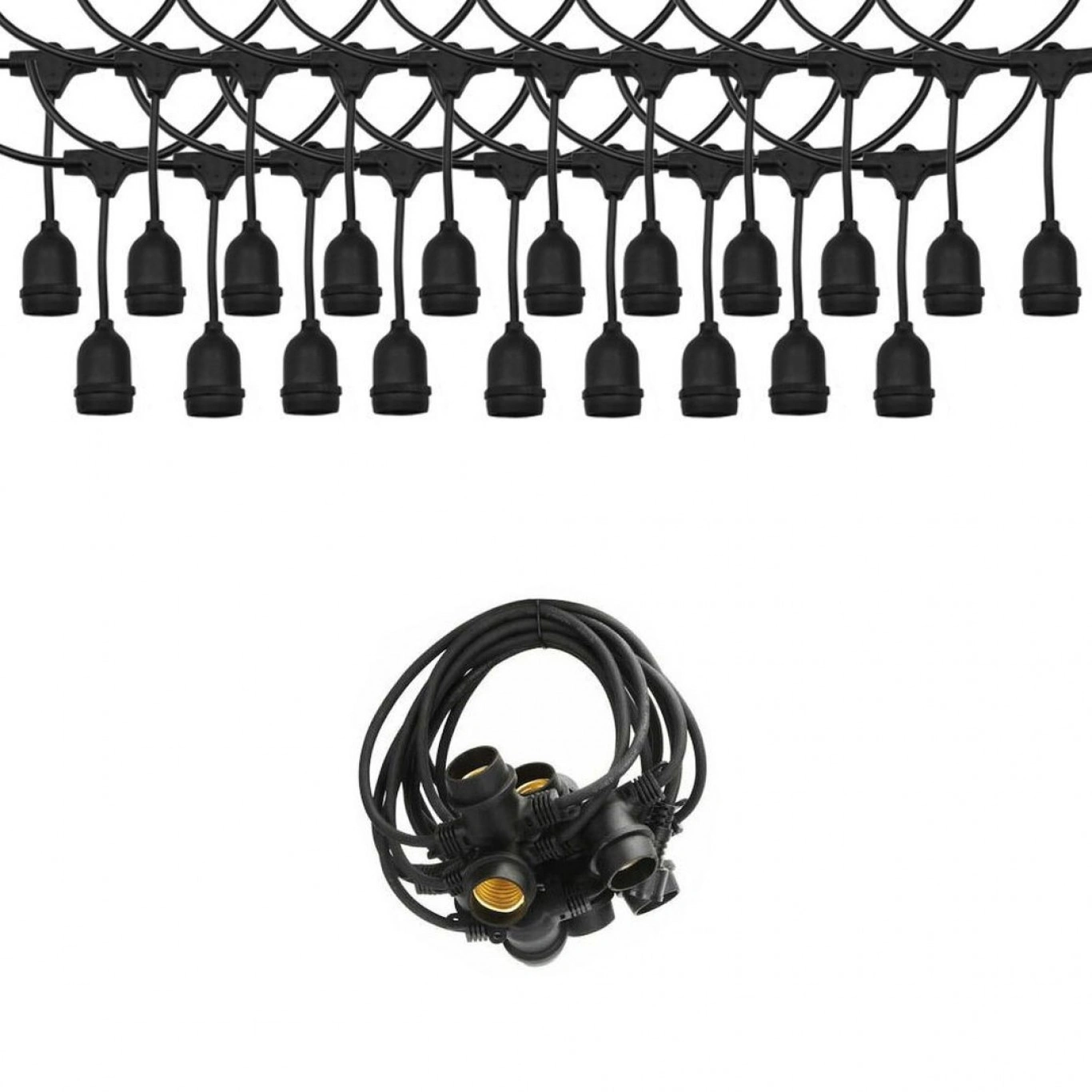 Αδιάβροχη Γιρλάντα με 10 Κρεμαστά Ντουί E27 10m Μαύρη Αδιάβροχη Γιρλάντα με 10 Κρεμαστά Ντουί E27 10m Μαύρη