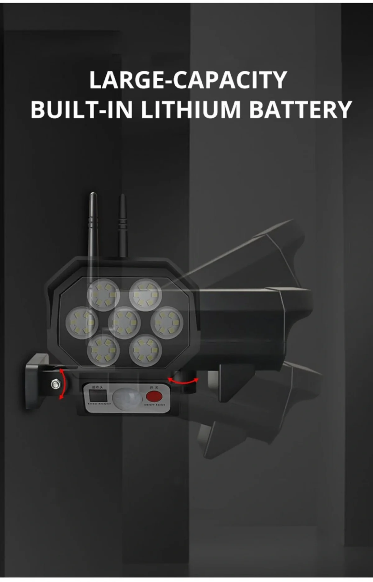 Αδιάβροχο Ηλιακό 42 LED Φωτιστικό Δρόμου & Ομοίωμα Κάμερας Ασφαλείας Dummy με Φωτοκύτταρο, Αισθητήρα Κίνησης & Τηλεχειριστήριο