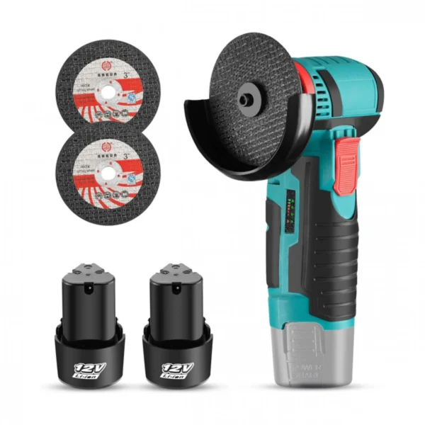 Φορητός Γωνιακός Τροχός 500w με 2 Μπαταρίες και 2 Δίσκους Κοπής 75mm - Angle Grinder