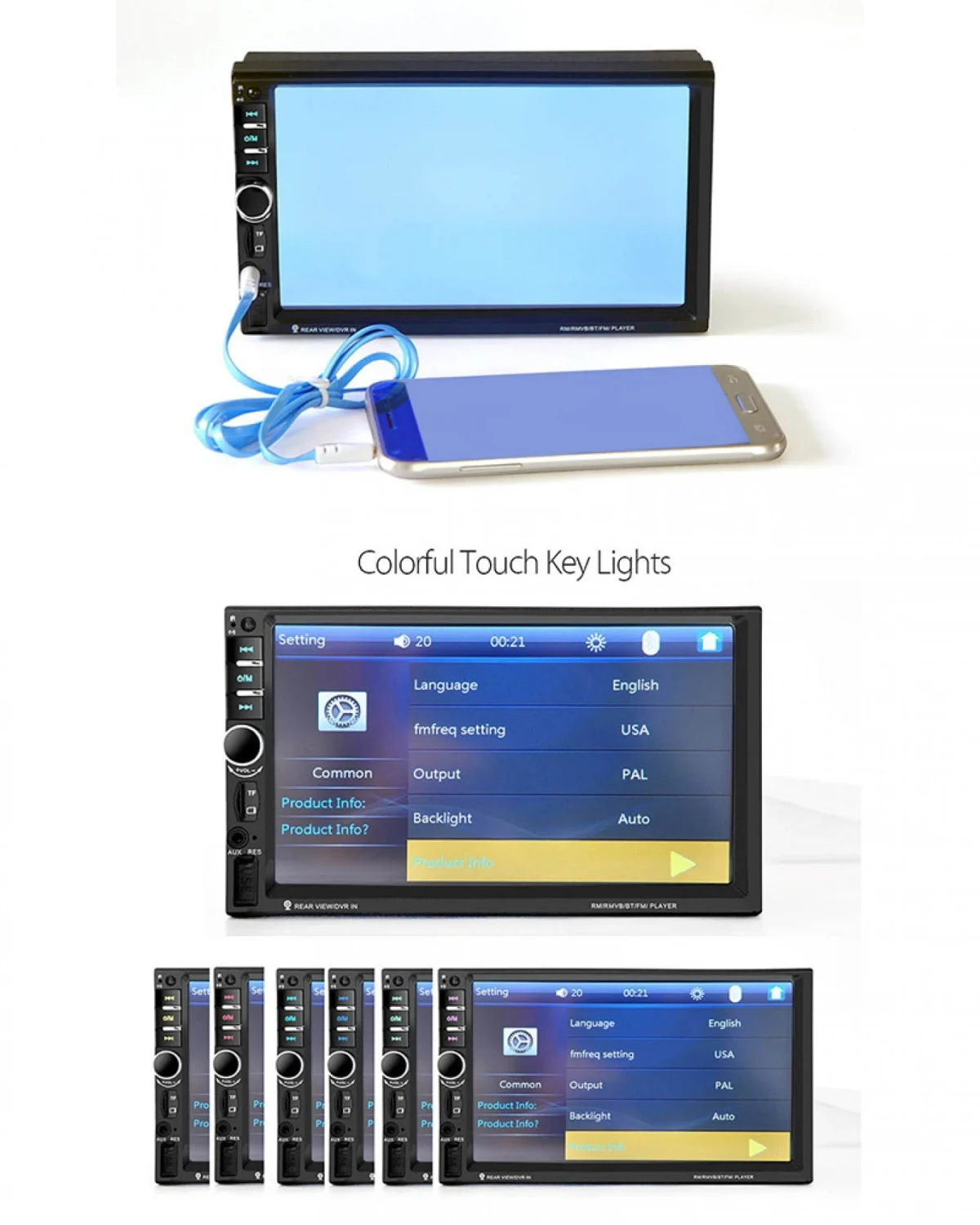 Multimedia Οθόνη Αφής 7" - Ηχοσύστημα 2 DIN Bluetooth, Handsfree, MP5 / MP3 / USB / SD / FM / AUX / TV & Τηλεχειριστήριο