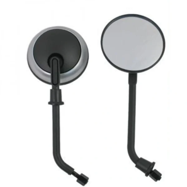 Στρογγυλοί Καθρέπτες Μηχανής - Μοτοσυκλέτας Χρώμα Μαύρο/Ασημί Σετ 2 τμχ 13871