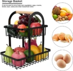 Μεταλλική Ραφιέρα - Φρουτιέρα Κουζίνας-Πάγκου 37x30x18.5cm με Ξύλινη Λαβή