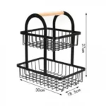 Μεταλλική Ραφιέρα - Φρουτιέρα Κουζίνας-Πάγκου 37x30x18.5cm με Ξύλινη Λαβή