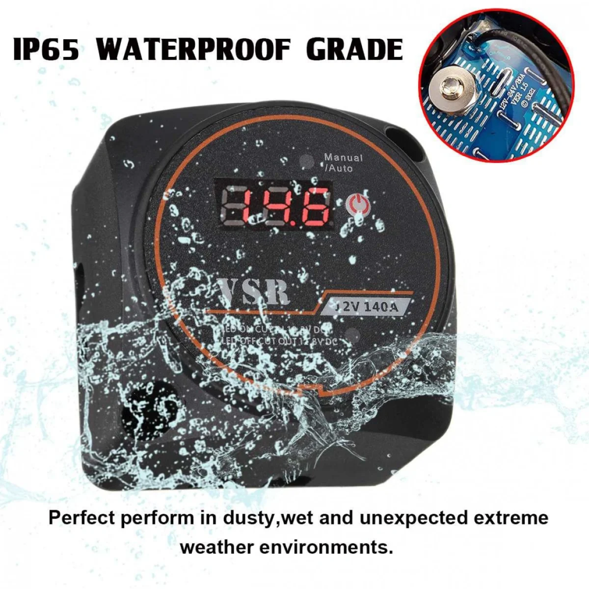 Αδιάβροχος 2x USB Ταχύ Φορτιστής QC3.0 12V Μηχανής / Μοτοσυκλέτας με Φωτεινό Βολτόμετρο - Μαύρο