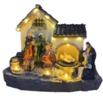 Χριστουγεννιάτικη Φωτιζόμενη Φάτνη με Θερμό LED Φώς και Γιορτινή Μουσική