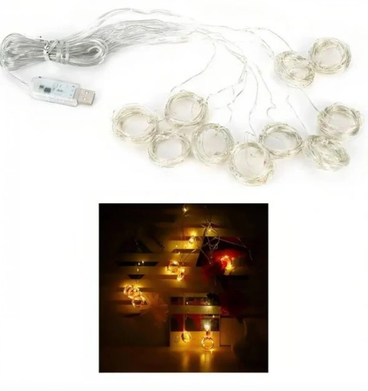 Κρεμαστά Διακοσμητικά LED Λαμπάκια Κουρτίνα - Γιρλάντα USB - 8 Λειτουργίες Φωτισμού & Τηλεχειριστήριο - Θερμό Λευκό Φως - 3x3m