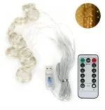 Κρεμαστά Διακοσμητικά LED Λαμπάκια Κουρτίνα - Γιρλάντα USB - 8 Λειτουργίες Φωτισμού & Τηλεχειριστήριο - Θερμό Λευκό Φως - 3x3m