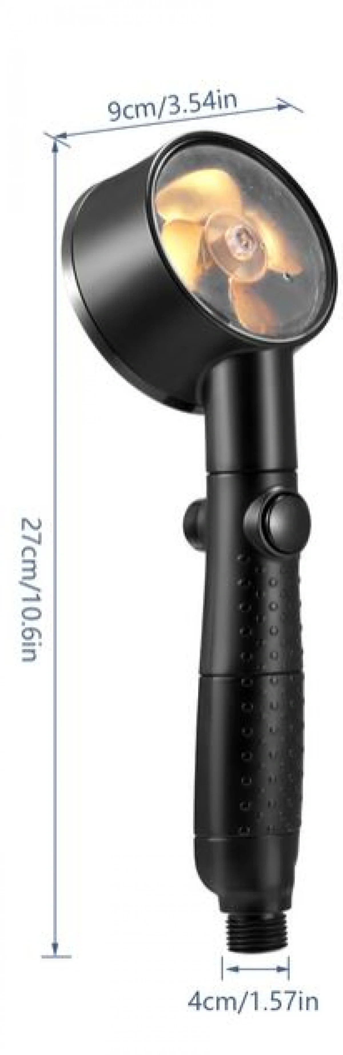 Μαύρο Τηλέφωνο Ντους Υψηλής Πίεσης με Τουρμπίνα και Ψηφιακή Ένδειξη Θερμοκρασίας του Νερού.