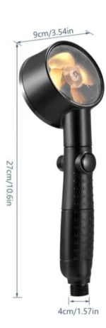 Μαύρο Τηλέφωνο Ντους Υψηλής Πίεσης με Τουρμπίνα και Ψηφιακή Ένδειξη Θερμοκρασίας του Νερού.