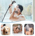 Μαύρο Τηλέφωνο Ντους Υψηλής Πίεσης με Τουρμπίνα και Ψηφιακή Ένδειξη Θερμοκρασίας του Νερού.