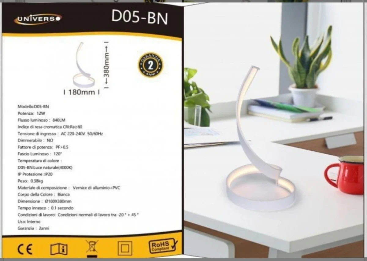 Εύκαμπτο Φωτιστικό Γραφείου σε Σχήμα Φιδιού Φυσικό Λευκό 400K D05-BN