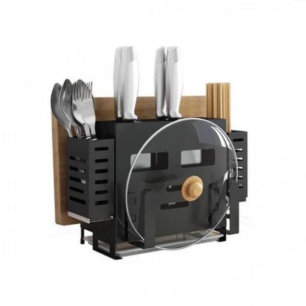 Πολυλειτουργική Θήκη Πάγκου για Μαχαιροπίρουνα - Ξύλο Κοπής και Θέση για Καπάκι Κατσαρόλας με Σχάρα Αποστράγγισης LG-618