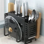 Πολυλειτουργική Θήκη Πάγκου για Μαχαιροπίρουνα - Ξύλο Κοπής και Θέση για Καπάκι Κατσαρόλας με Σχάρα Αποστράγγισης LG-618