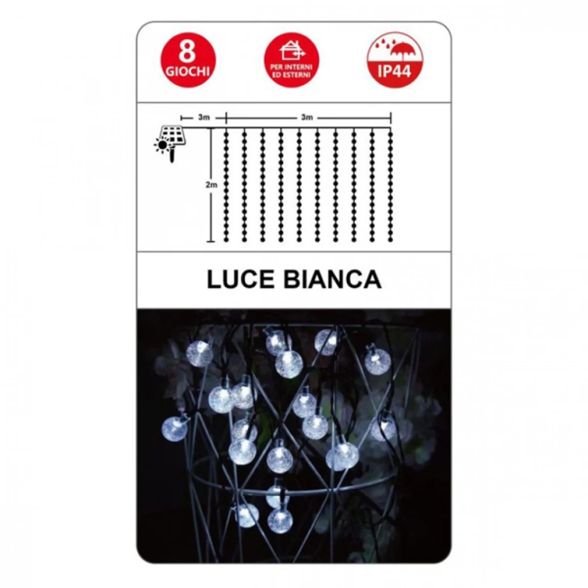 Ηλιακά Bubble Bars Λαμπάκια 5.8m Χριστουγεννιάτικα Πολύχρωμου RGB Φωτισμού με 8 Προγράμματα - Φωτάκια 20 LED Εξωτερικού Χώρου με Φωτοβολταϊκό Πάνελ