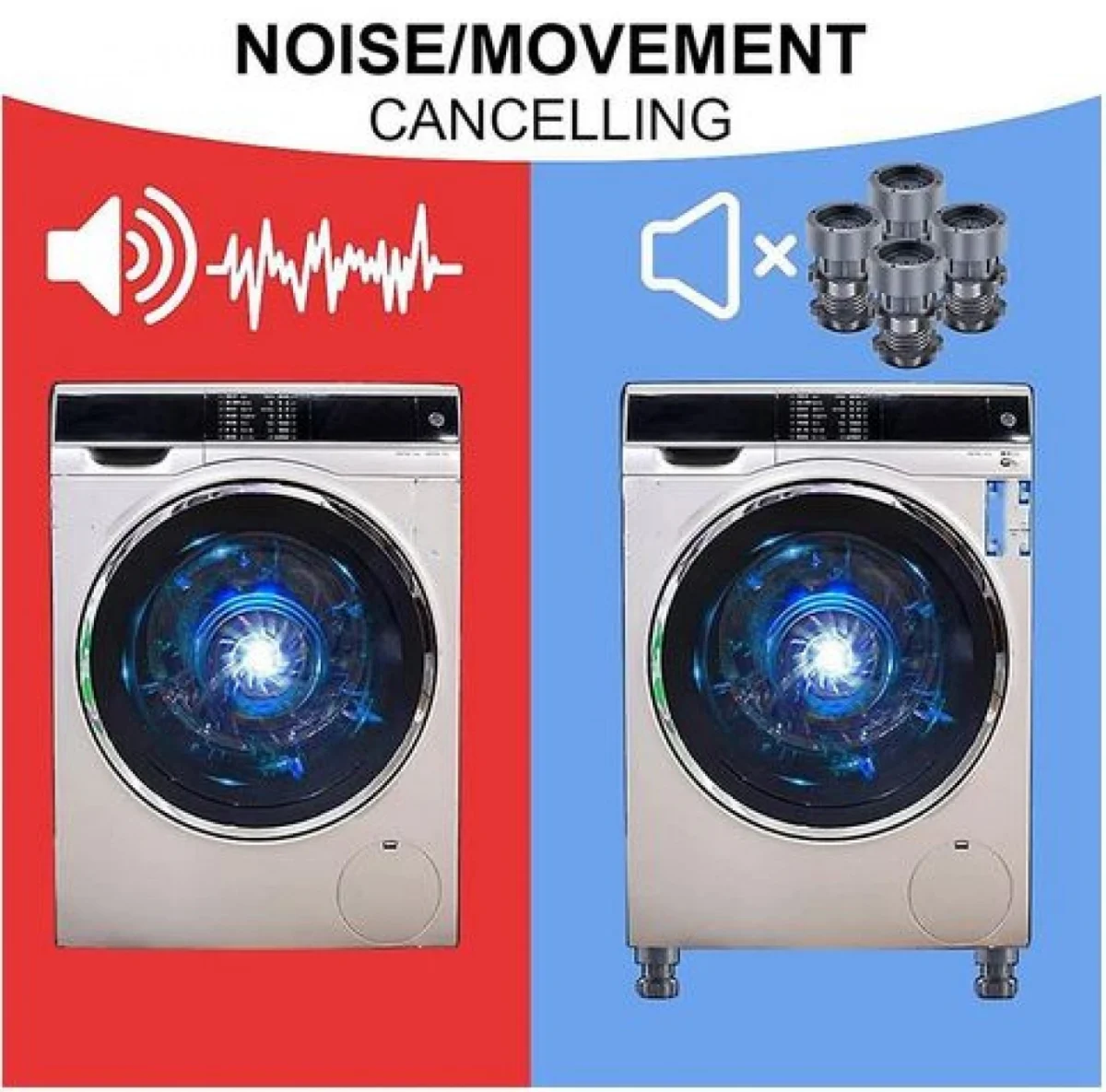 Πτυσσόμενα 7-10cm Aνθεκτικά Αντικραδασμικά Πέλματα Πλυντηρίου - Στεγνωτηρίου - Επίπλων 4τμχ - Heighten Shockproof Pads