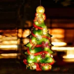 Χριστουγεννιάτικη Κρεμαστή Φιγούρα Δέντρο Μπαταρίας με Βεντούζα και 10 LED 20x16x1cm