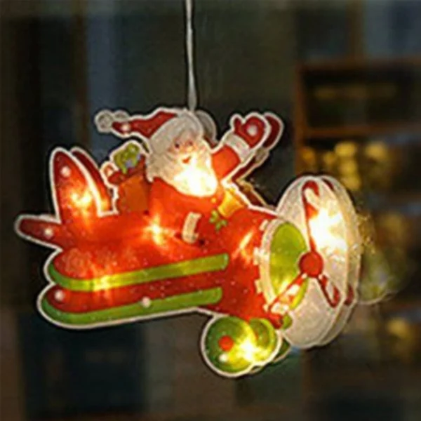 Χριστουγεννιάτικη Κρεμαστή Φιγούρα Αγιος Βασίλης σε Ελκυθρο Μπαταρίας με Βεντούζα και 10 LED 16.2x23x2.6cm