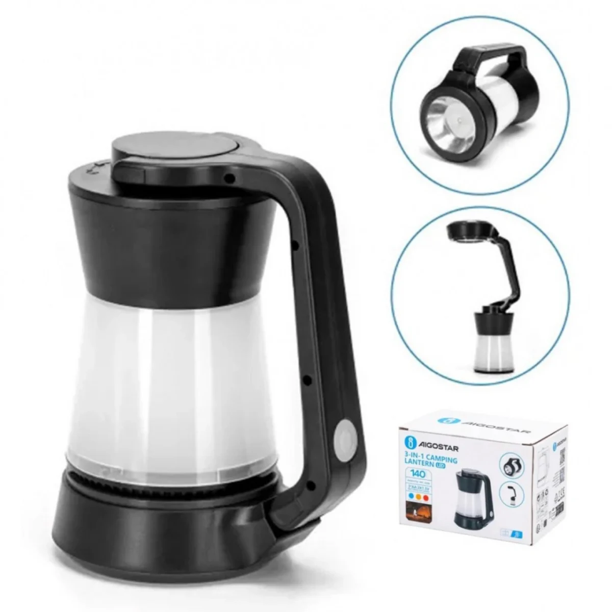 Πολυλειτουργικό Επαναφορτιζόμενο Φωτιστικό Κάμπινγκ IPX4 Αδιάβροχο με Ρυθμιζόμενος Βραχίονα, 1200mAh.