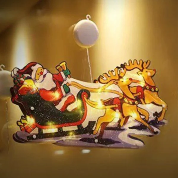 Χριστουγεννιάτικη Κρεμαστή Φιγούρα Αγιος Βασίλης σε Ελκυθρο Μπαταρίας με Βεντούζα και 10 LED 16.2x23x2.6cm