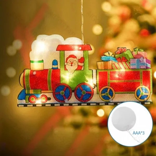 Χριστουγεννιάτικη Κρεμαστή Φιγούρα Τρενάκι Μπαταρίας με Βεντούζα και 10 LED 25x13.4x2.6cm