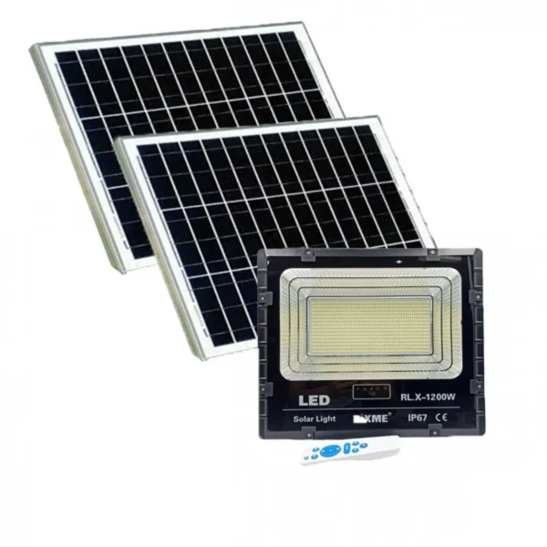 Led Αδιάβροχος Ηλιακός Προβολέας 1600W με 2 Πάνελ και Τηλεχειριστήριο Rixme RL.N-1600W