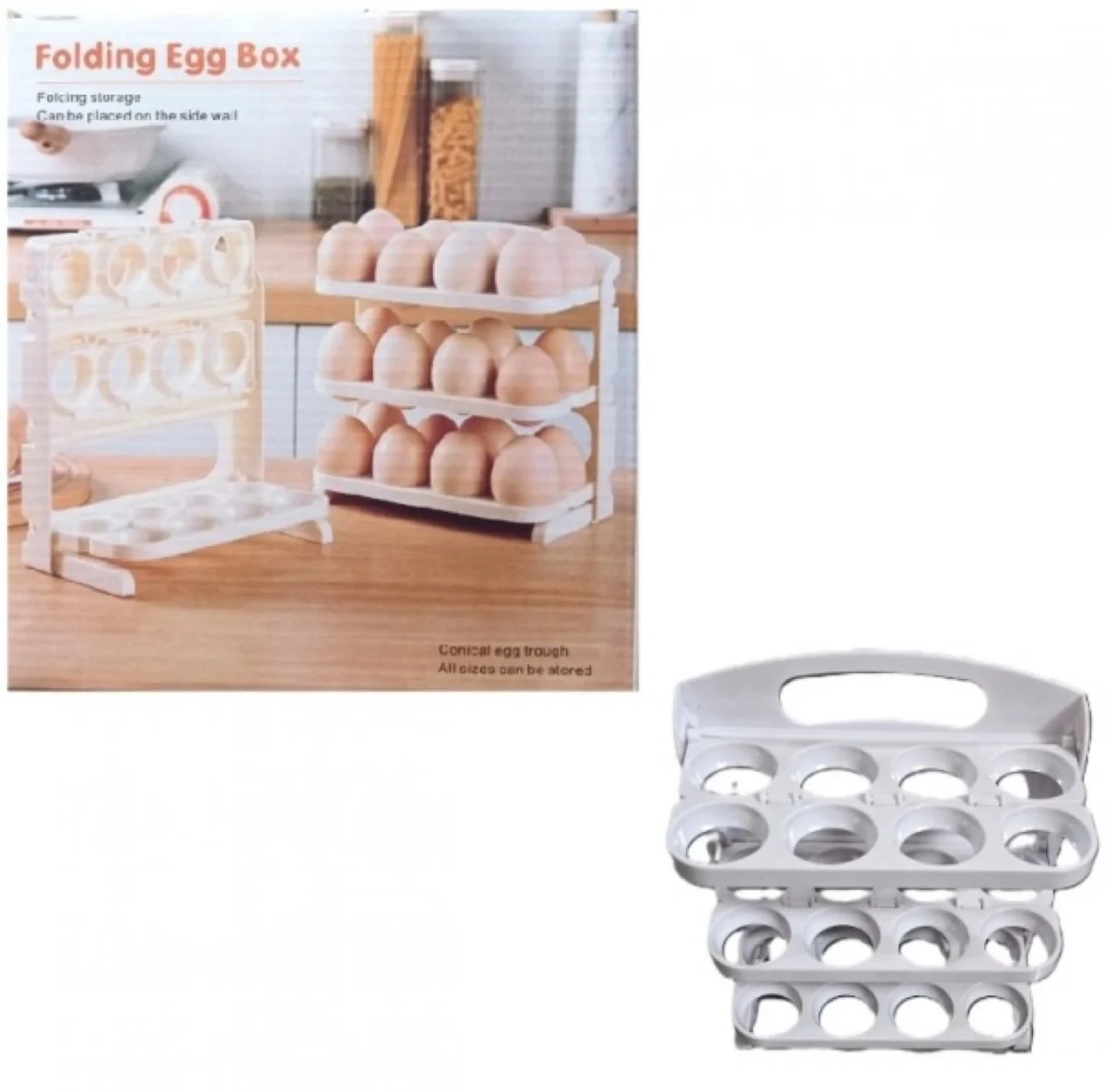 Αναδιπλούμενη Αυγοθήκη Ψυγείου Πλαστική 24 Θέσεων 19.5x11x22cm