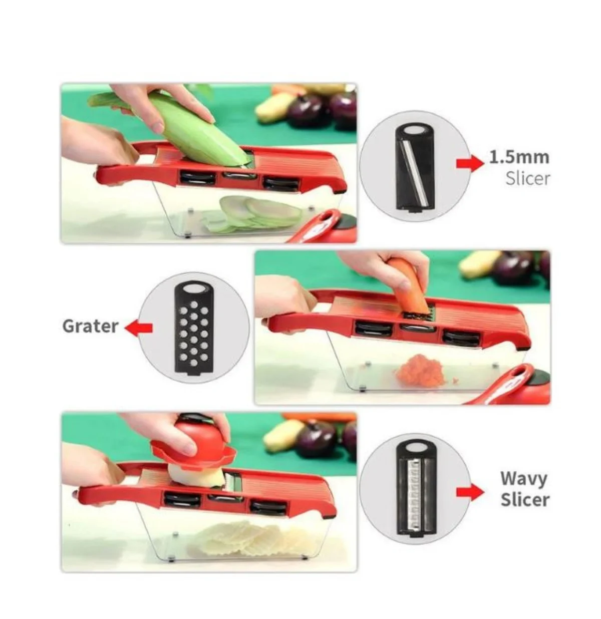 Σετ Πολυκόφτης Φρούτων & Λαχανικών με 8 Επιφάνειες Κοπής - Vegetable Chopper