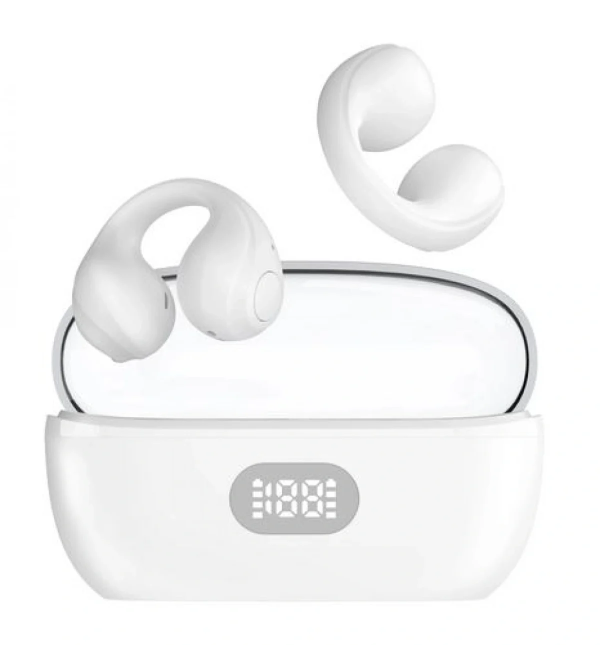 T18 Plus Clip Wear Bluetooth Handsfree Ακουστικά με Θήκη Φόρτισης Λευκά