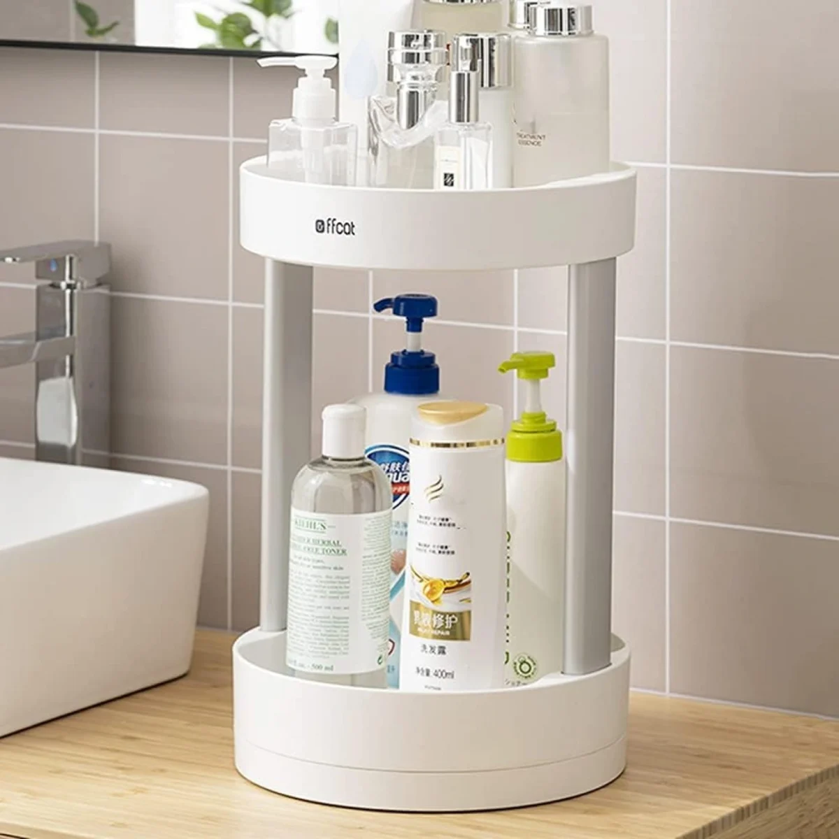 Επιτραπέζια Πλαστική Βάση Οργάνωσης Περιστρεφόμενη 360° με 2 Ράφια