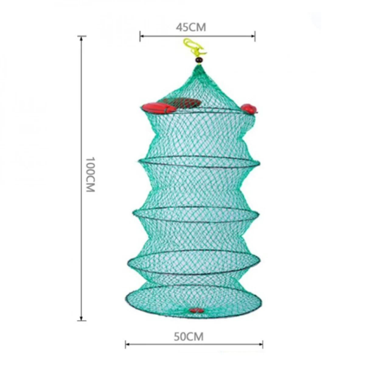 Παγίδα για Ψάρια Κιούρτος100X50cm Στρογγυλή Πτυσσόμενη για Ψάρια, Καραβίδες, Καβούρια