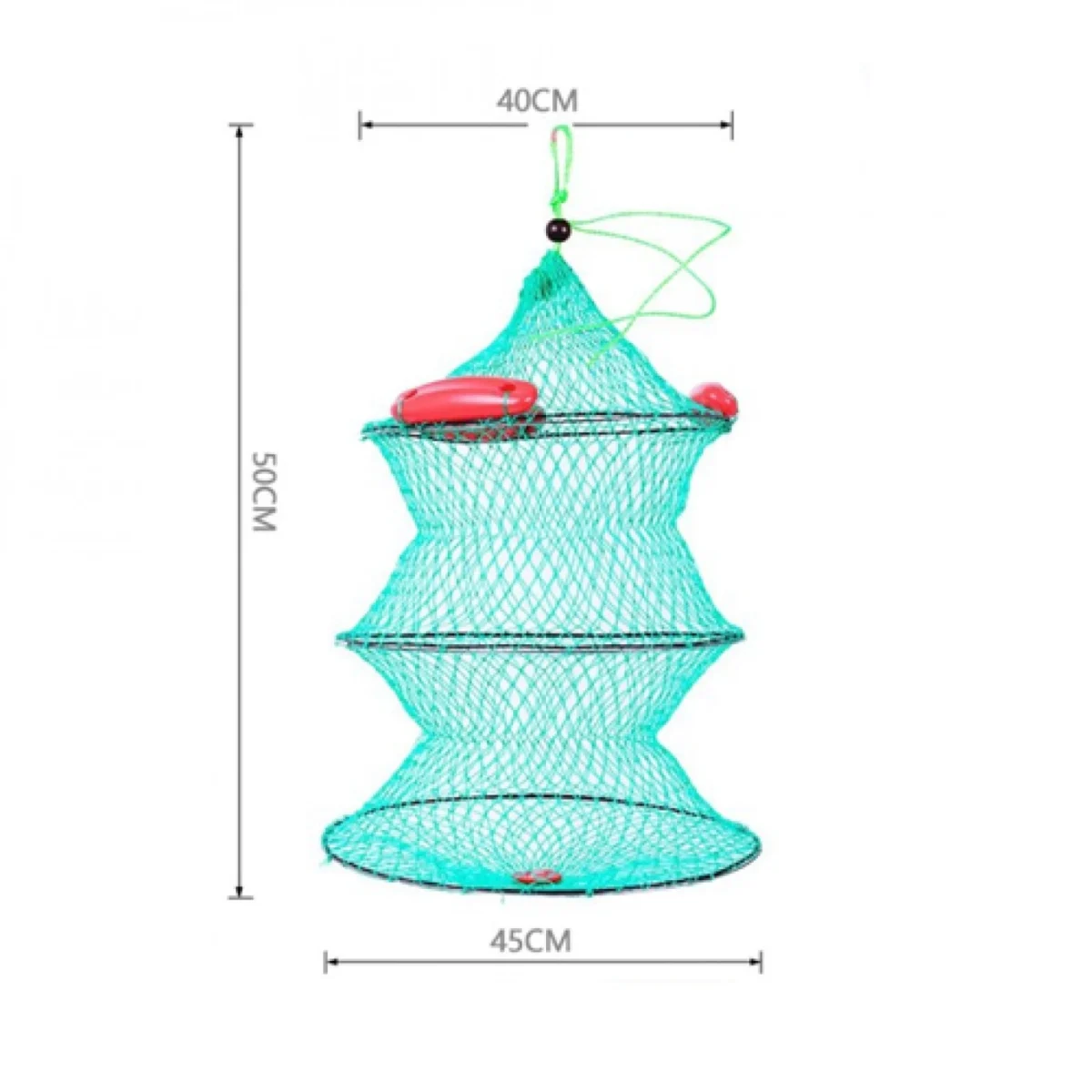 Παγίδα για Ψάρια Κιούρτος100X50cm Στρογγυλή Πτυσσόμενη για Ψάρια, Καραβίδες, Καβούρια