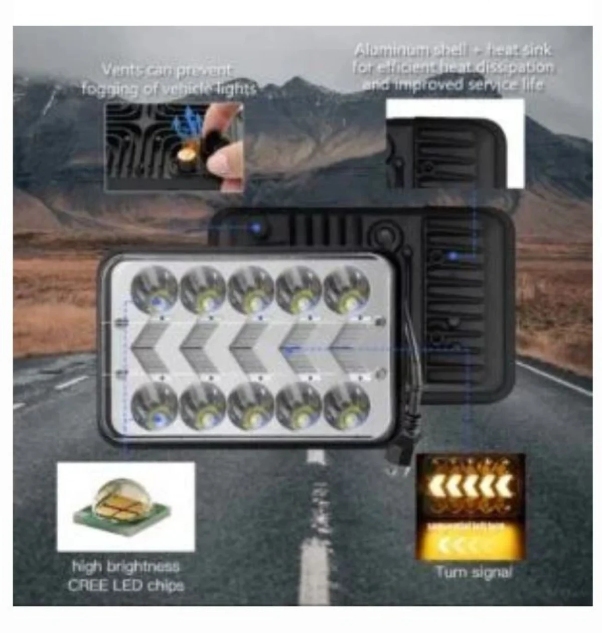 LED Τετράγωνος Αδιάβροχος Προβολέας Αυτοκινήτου 8cm 12-24V Ψυχρό Λευκό Πορτοκαλί Φωτισμό