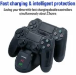 Dobe Κάθετη Διπλή Βάση Φόρτισης Χειριστηρίων PS4 & Stand με Ανεμιστήρα Κονσόλας με 3 x USB Θύρες Φόρτισης - PS4 Console Cooling Stand Dobe & Controller Charger