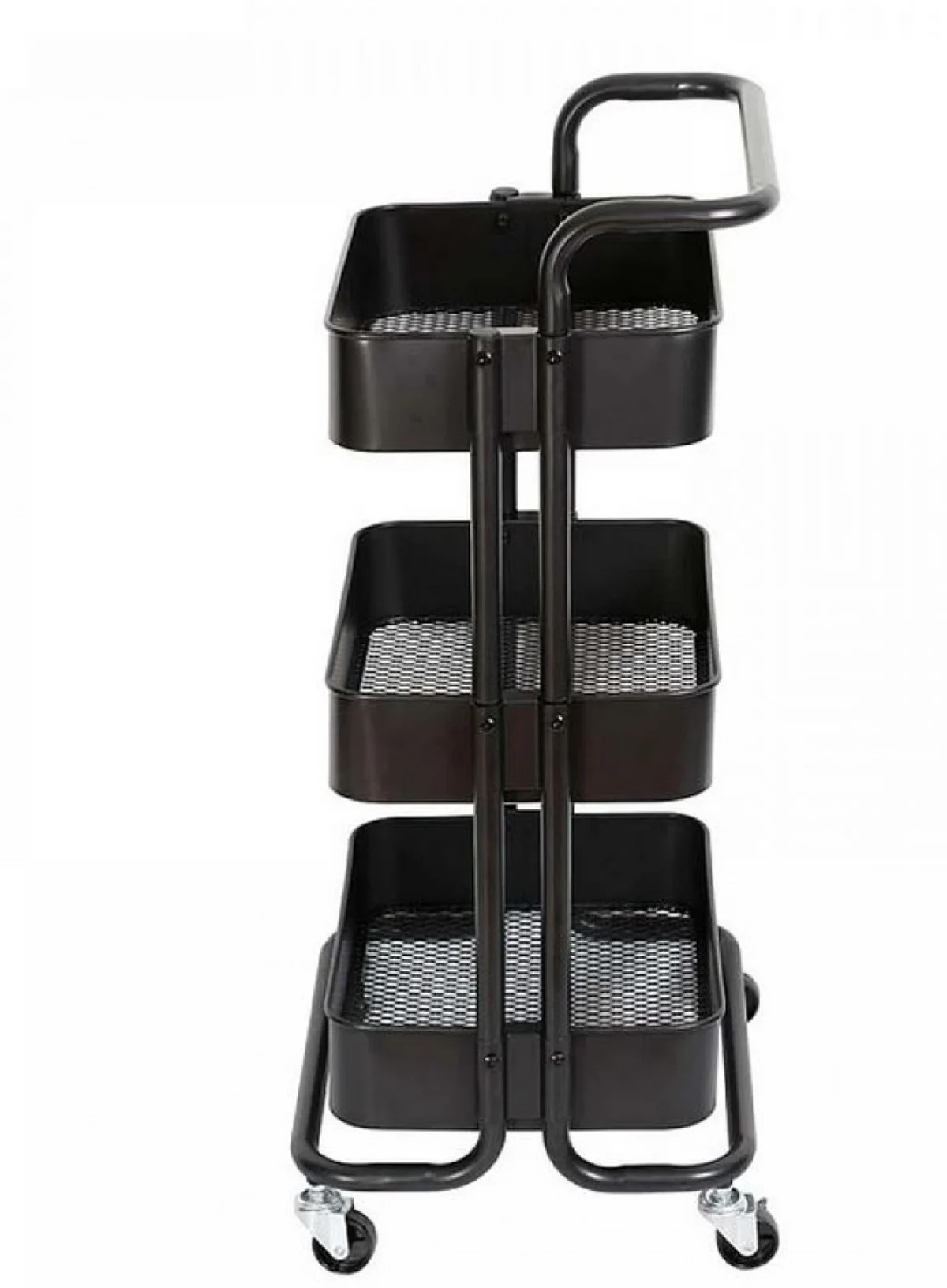 Μεταλλικό Τρόλεϊ Κουζίνας με 3 Διάτρητα Ράφια 43.5 x 36 x 85 cm Χρώματος Μαύρο