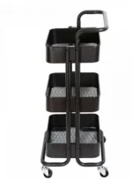 Μεταλλικό Τρόλεϊ Κουζίνας με 3 Διάτρητα Ράφια 43.5 x 36 x 85 cm Χρώματος Μαύρο