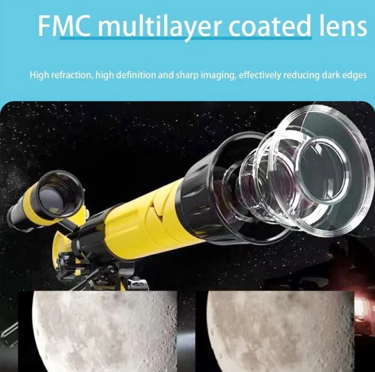 Ερασιτεχνικό Αστρονομικό Τηλεσκόπιο με Zoom 39x, Τρίποδο & Διόπτρα για Παιδιά και Αρχάριους 90AZ