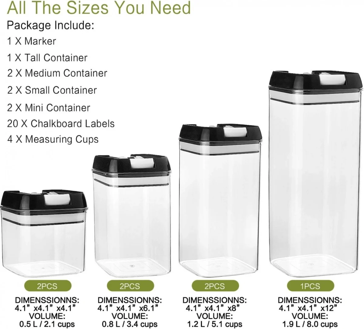 Σετ 7 Τεμαχίων Αεροστεγή Διάφανα Πλαστικά Δοχεία για Τρόφιμα