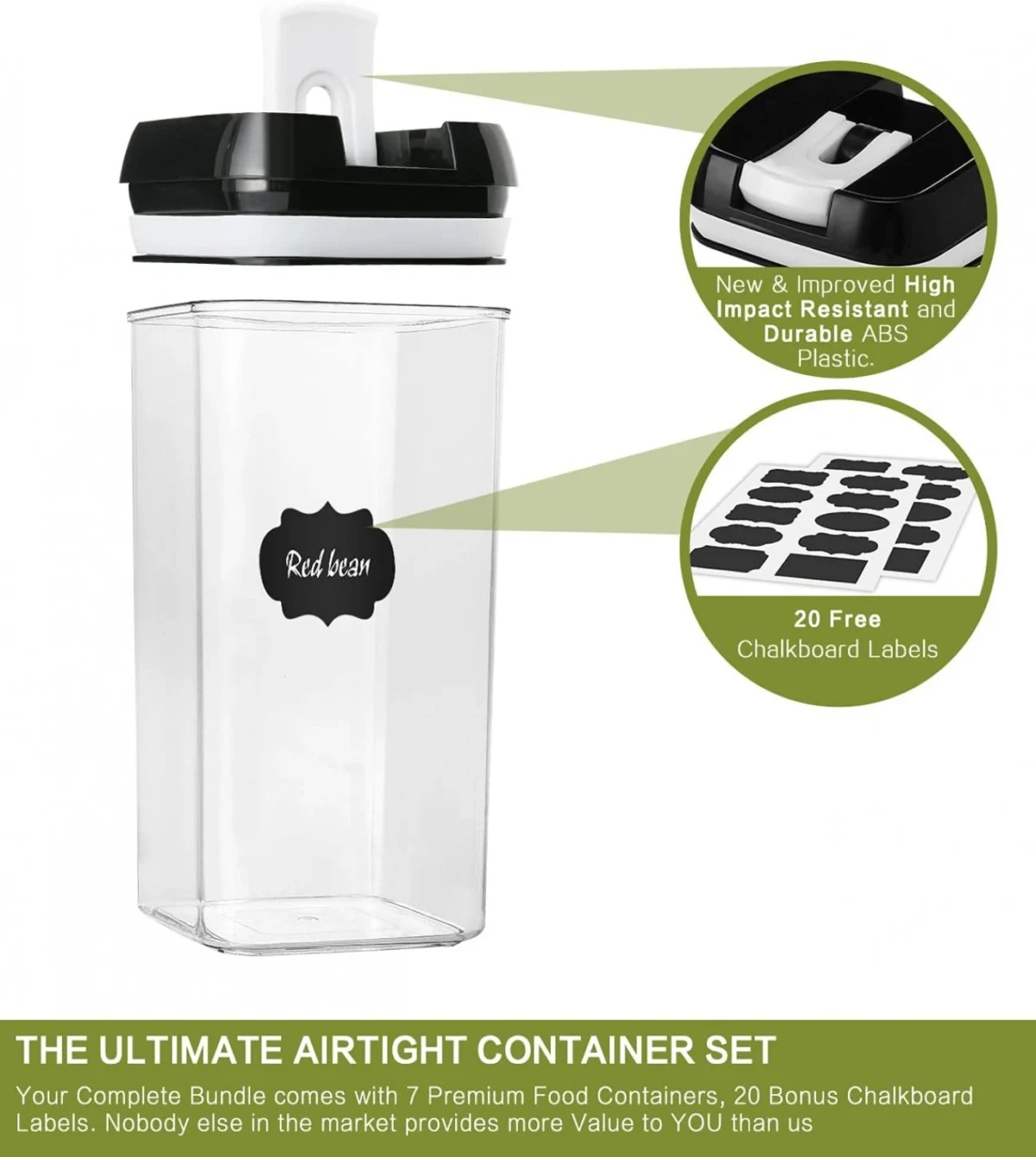 Σετ 7 Τεμαχίων Αεροστεγή Διάφανα Πλαστικά Δοχεία για Τρόφιμα